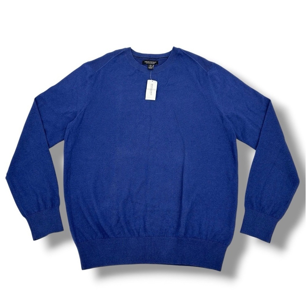 NWT Banana Republic Cotton Cashmere Sweater Mens XL Blue Crewneck Preppy Luxury